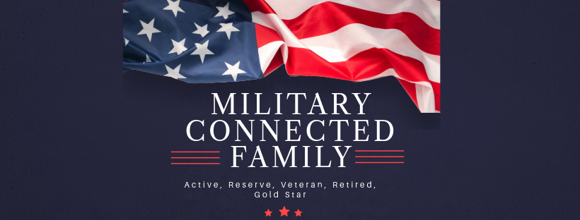 US Flag with text military connected family