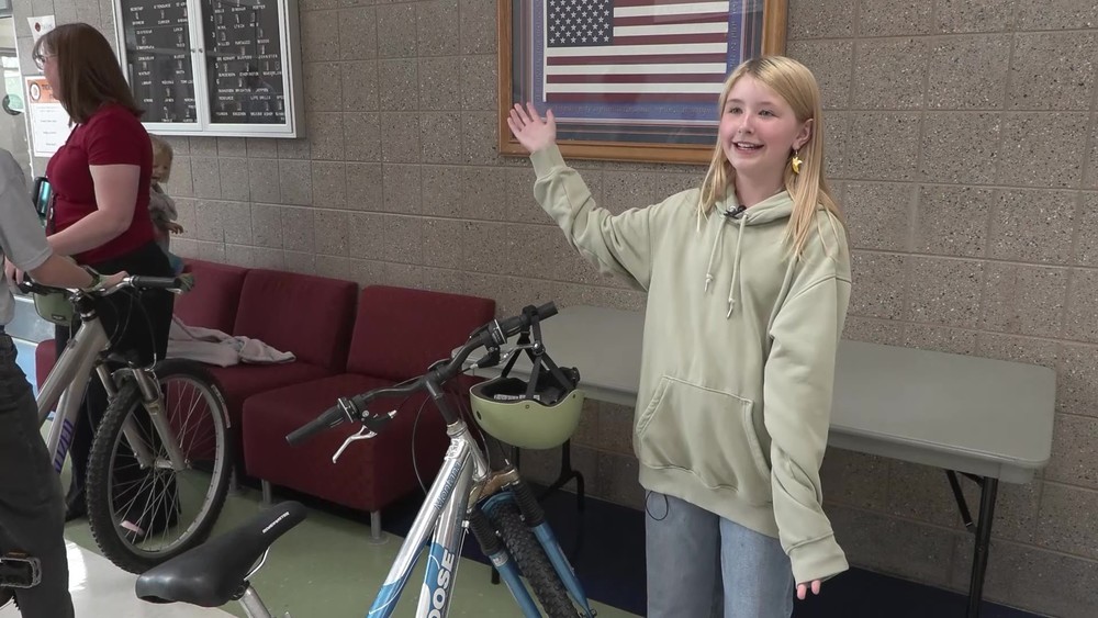 Poppy Merchant with her new bike (Mark Wetzel, KSL)