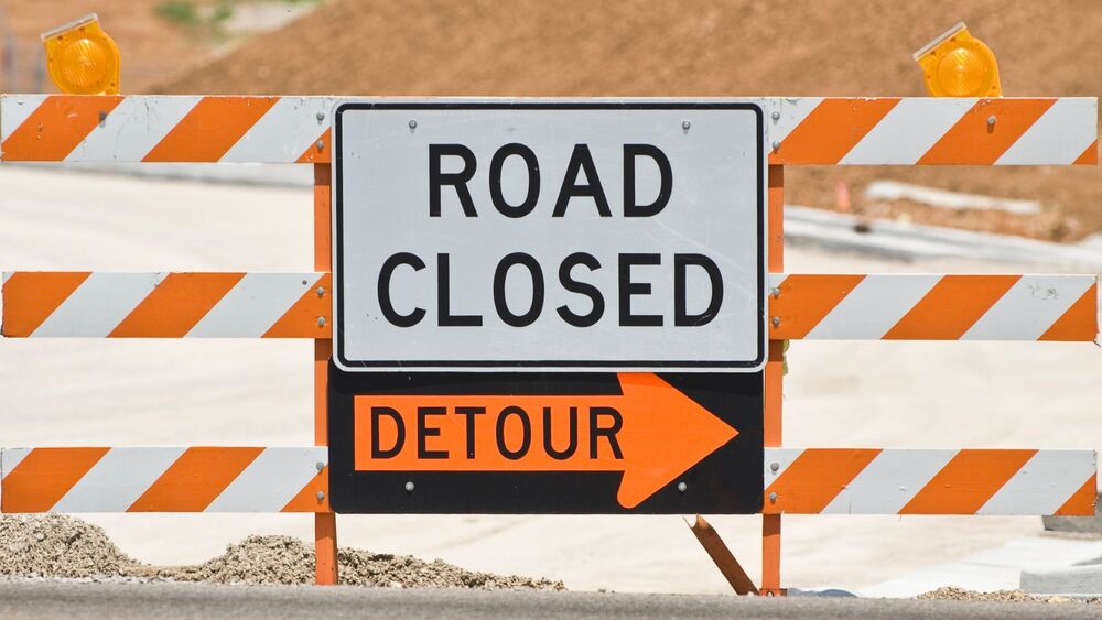 stock image road closed sign