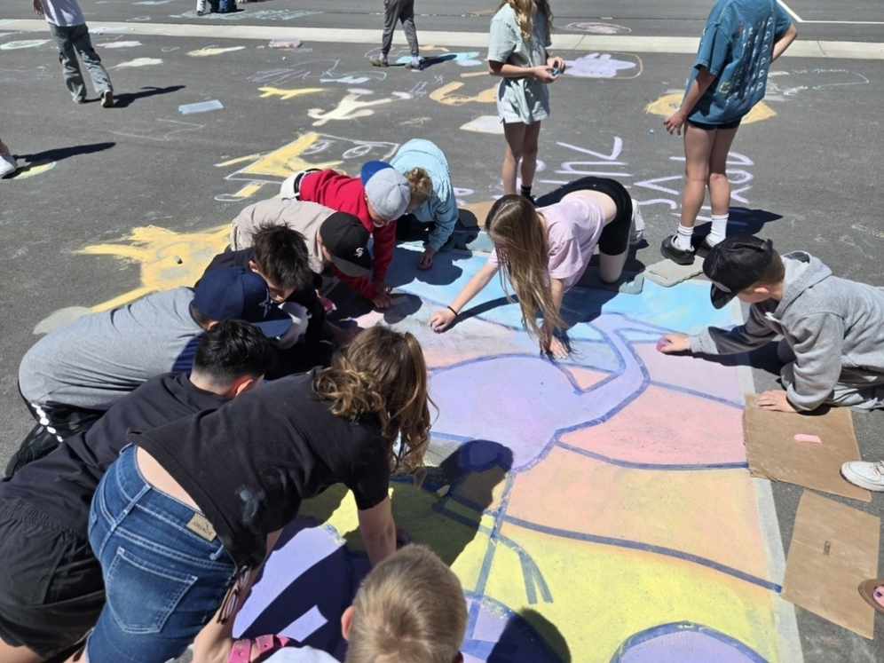 creating chalk mural
