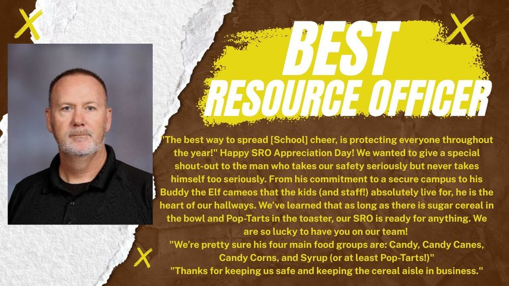 Resource Officer Appreciation Blurb and Picture of Officer Bob