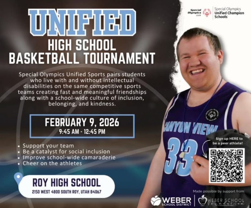 Unified HS Basketball Tournament Feb 9th 945-1245 at Roy High School