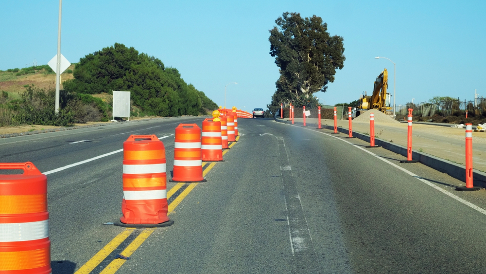 picture of traffic cones on a road
