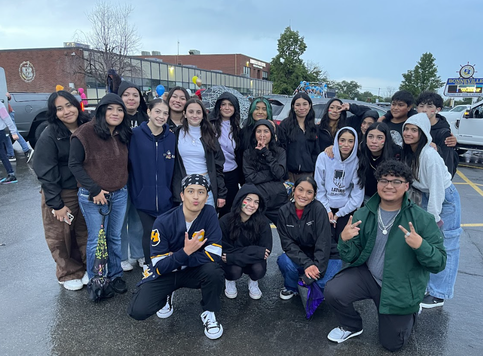 Last year's LIA class pose in front of the high school.