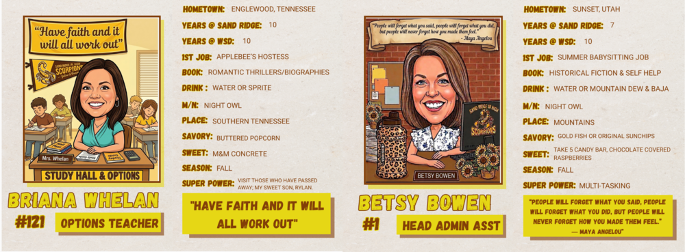 Check out the image to get to know Mrs Whelan & Miss Betsy our amazing Options Teacher and The one and Only ME!!! #ScorpionSpotlight.🦂