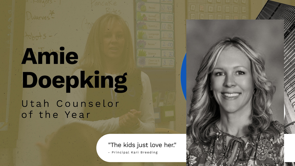 Amie Doepking with a title Utah Counselor of the Year