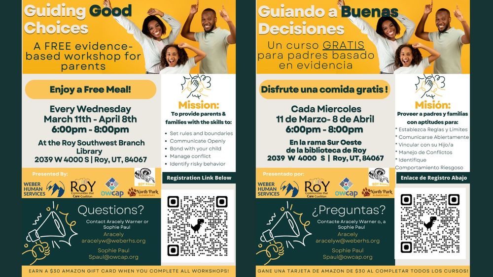 Guiding Good Choices every wednesday starting march 11th 6-8 at ROy LIbrary