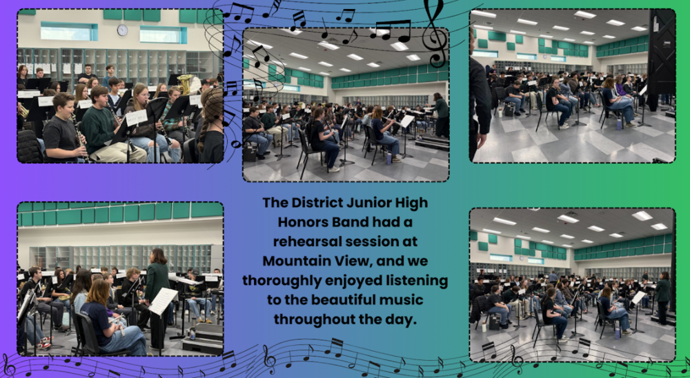 Disrtict Honor Band had a rehearsal seesion at MVJH. WE thoughouly enjoyed listening to the beautiful music throughout the day. 