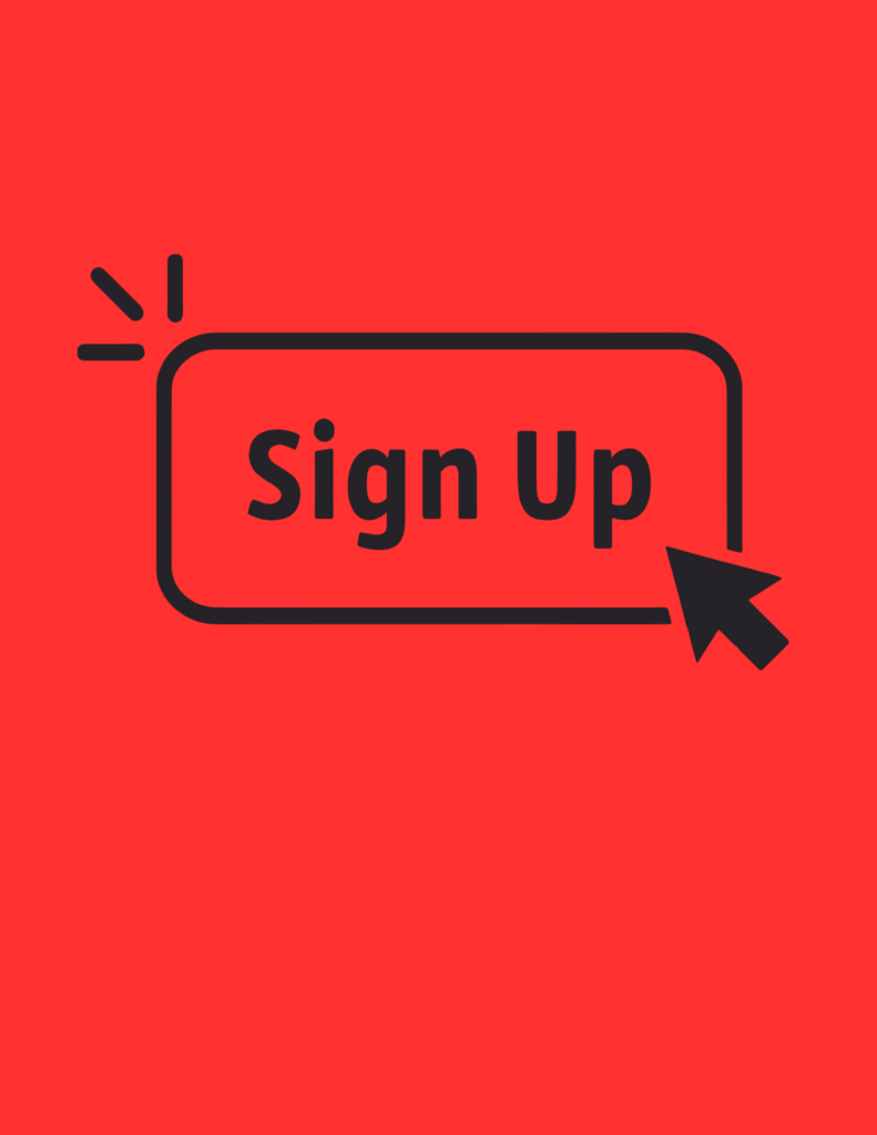 Sign up button with click arrow