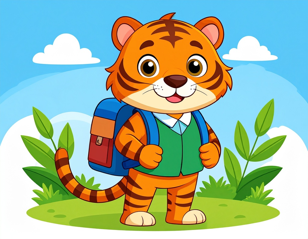 Tiger cub with a backpack