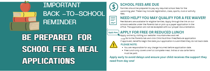 Back to school fee and lunch application reminders