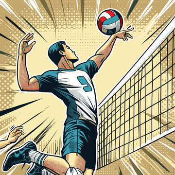 Boy hitting volleyball