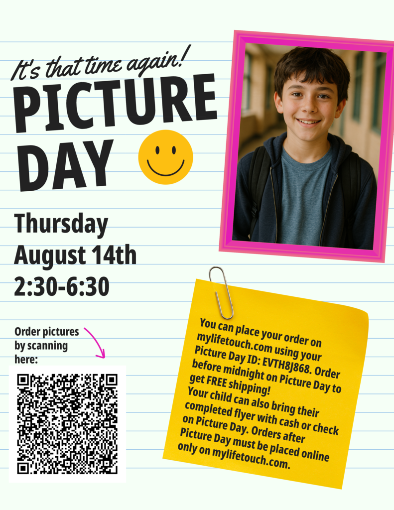 Flyer with school picture day information on it