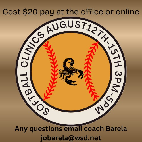 Softball Clinics Aug 12-15 3-5