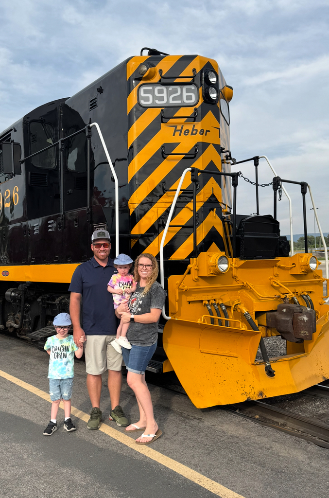 Mrs. Tonge and Family in front of train