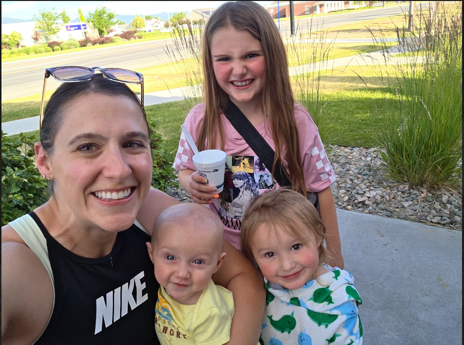 Mrs. Warren and kids enjoying gelato