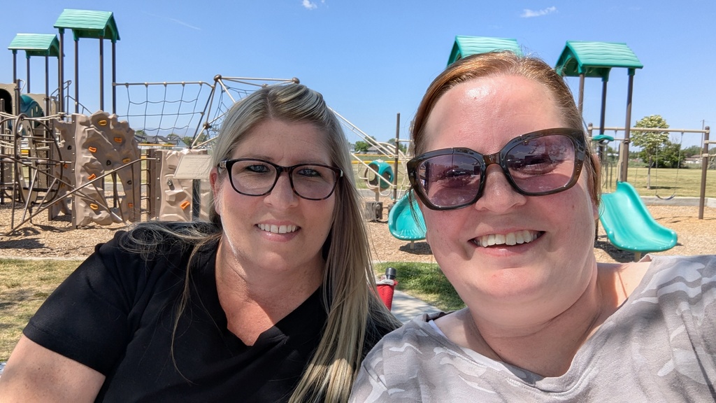 Ms. Olsen and friend at playground