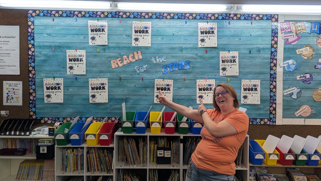 Ms. Olsen in new classroom
