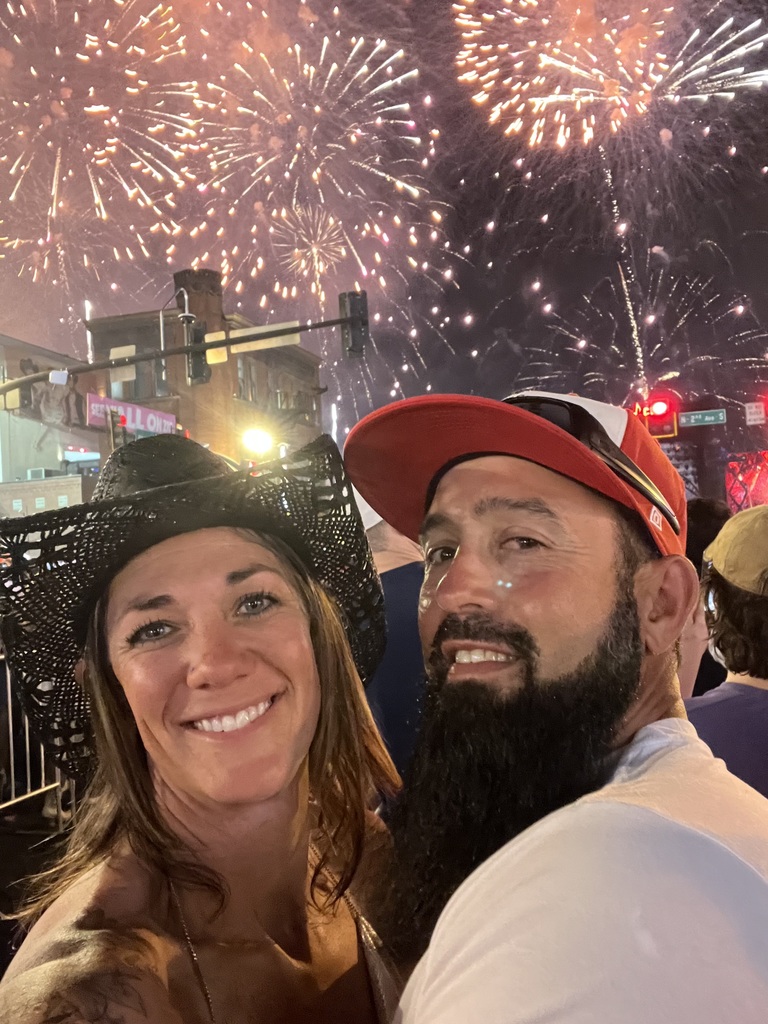 Mrs. Reyhani and husband in Nashville with fireworks