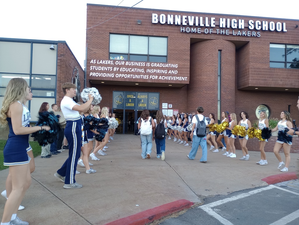 Students walking into building