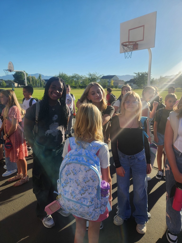 sixth graders lining up for first day of school