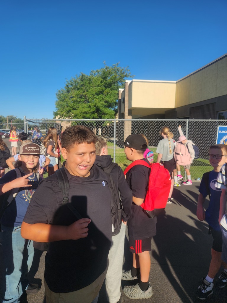 sixth graders lining up for first day of school