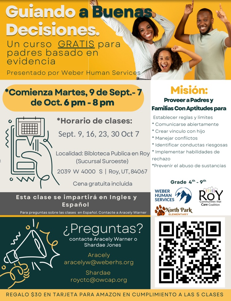 Flyer inviting parents to attend workshop for prevention strategies in Spanish