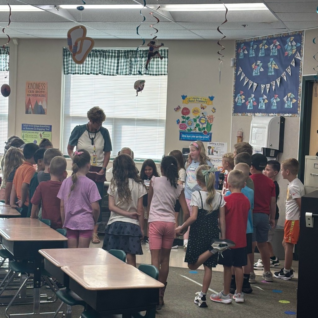 student's playing a game in Mrs. Wayment's class