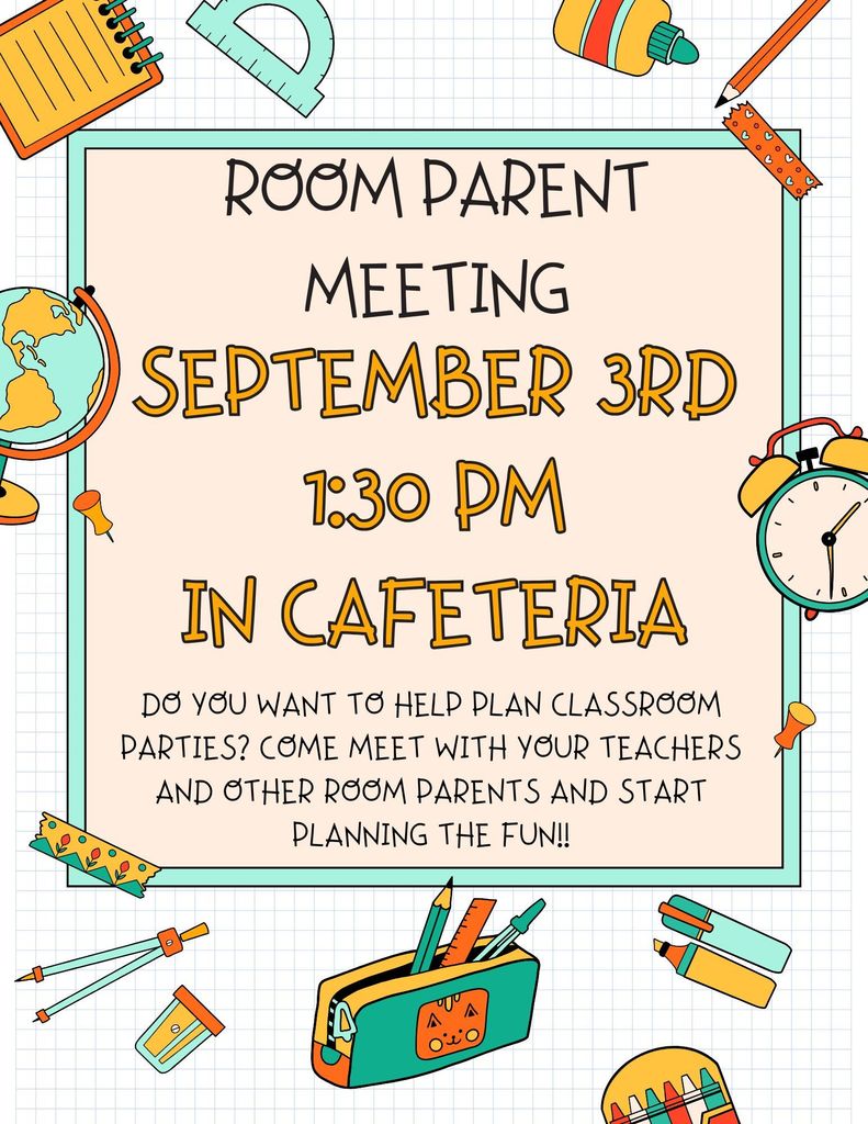 PTA flyer room parent meeting Sept. 3rd at 1:30 pm