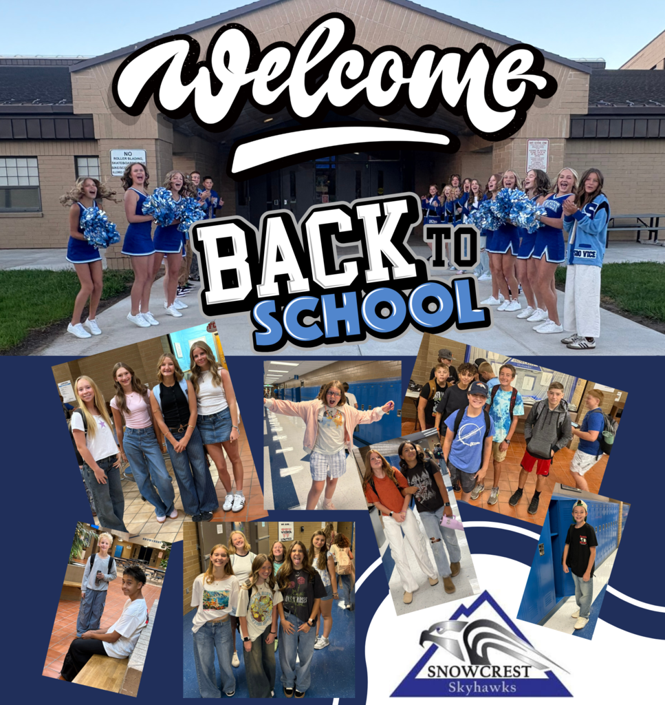 "Welcome Back to School" greeting and collage of student photos