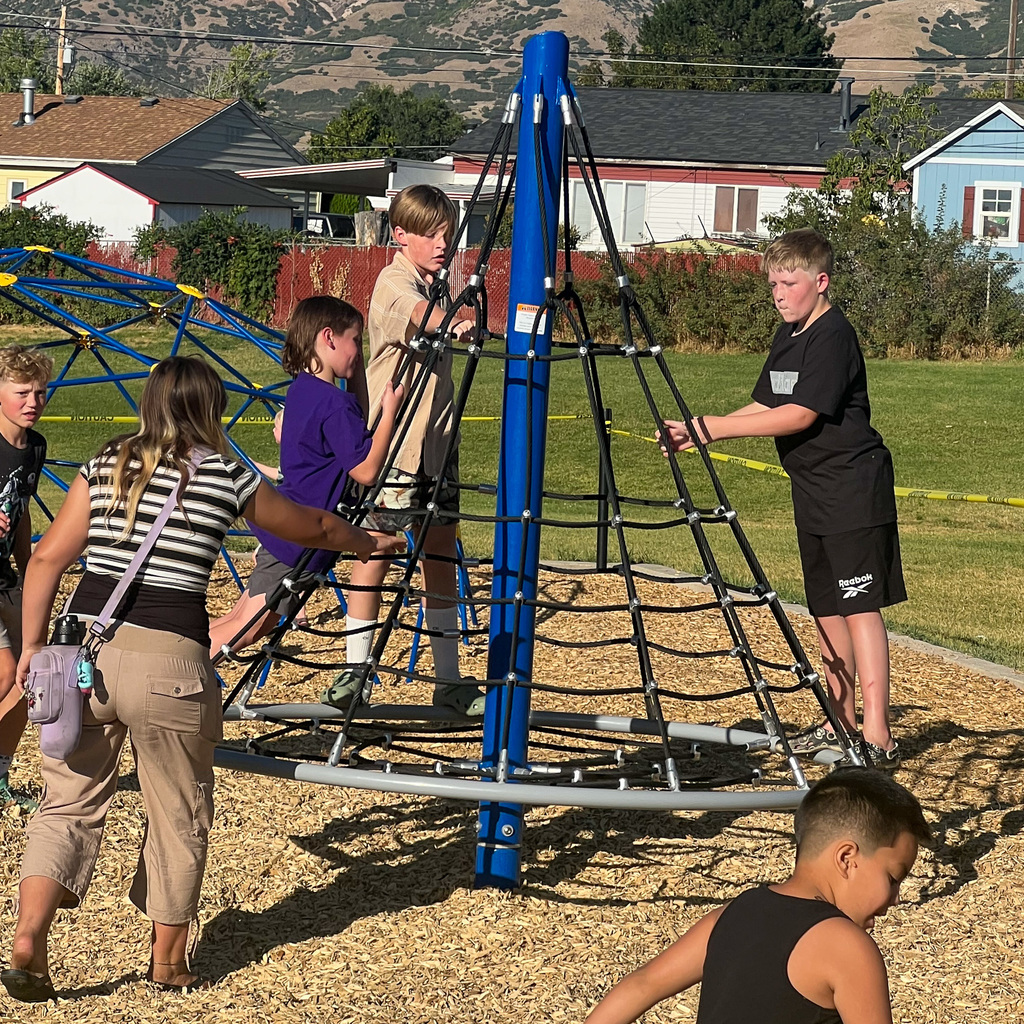 Students playing on school playground 