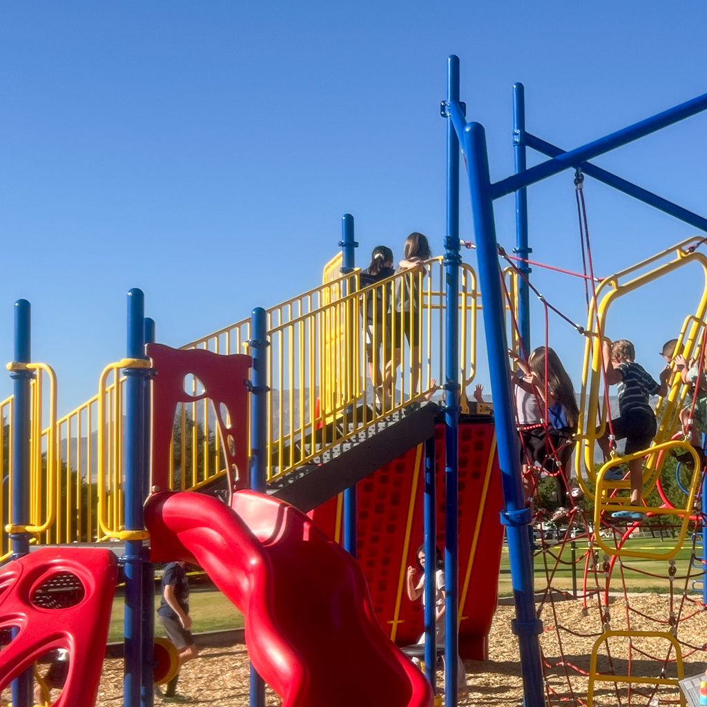 Students playing on school playground 