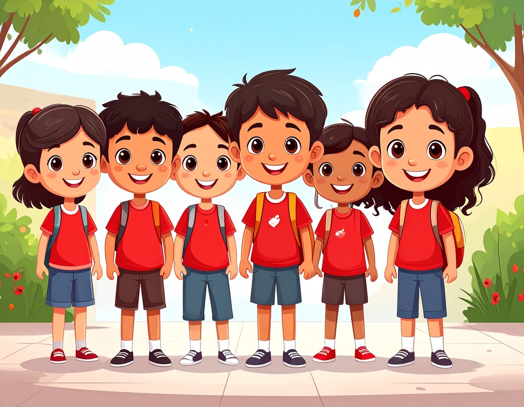 Kids wearing red clothing