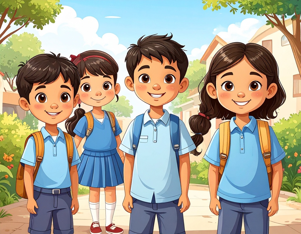 students wearing blue clothing