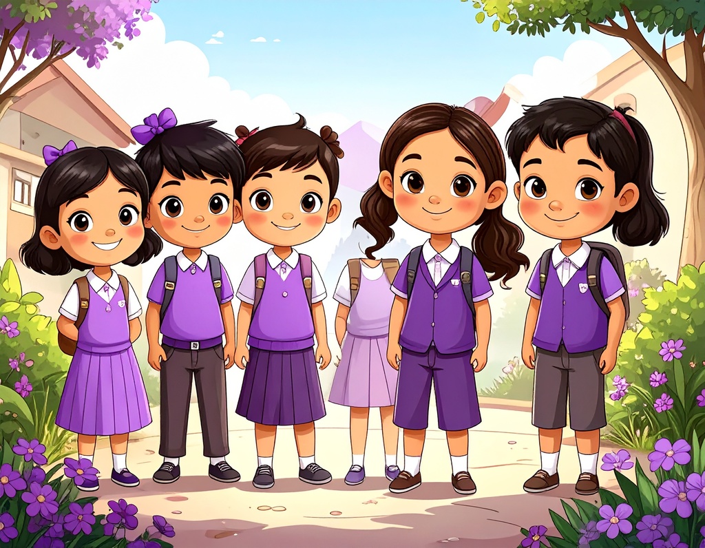 kids wearing purple