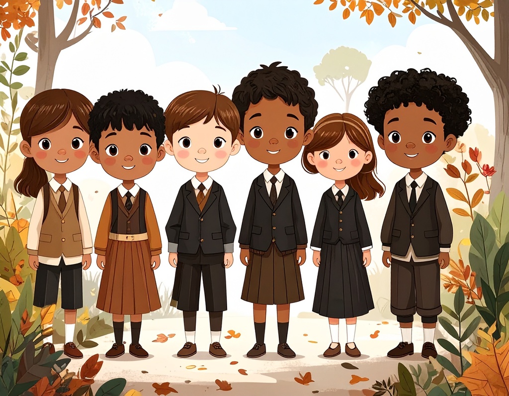 kids wearing black and brown clothing