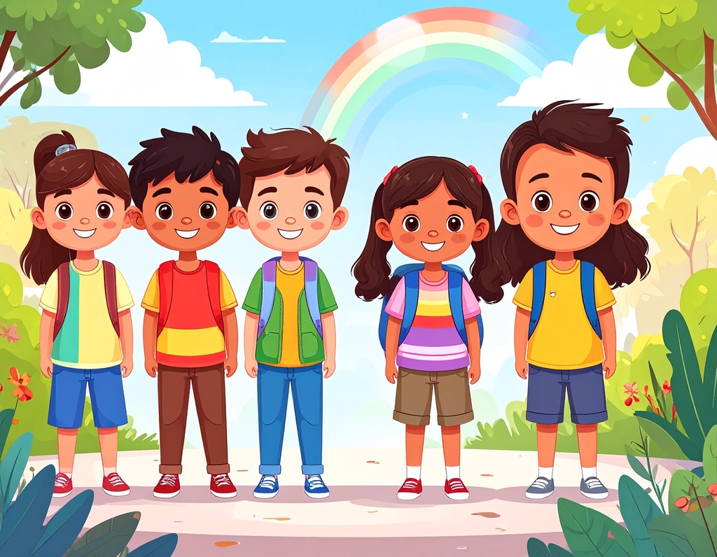 Kids wearing different colored clothing