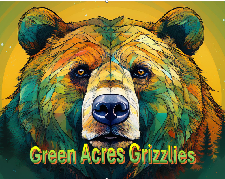 Green Acres Elementry Grizzlies Multicolored Grizzly bear