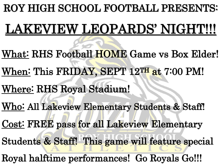 Lakeview Night at Roy  High Football game