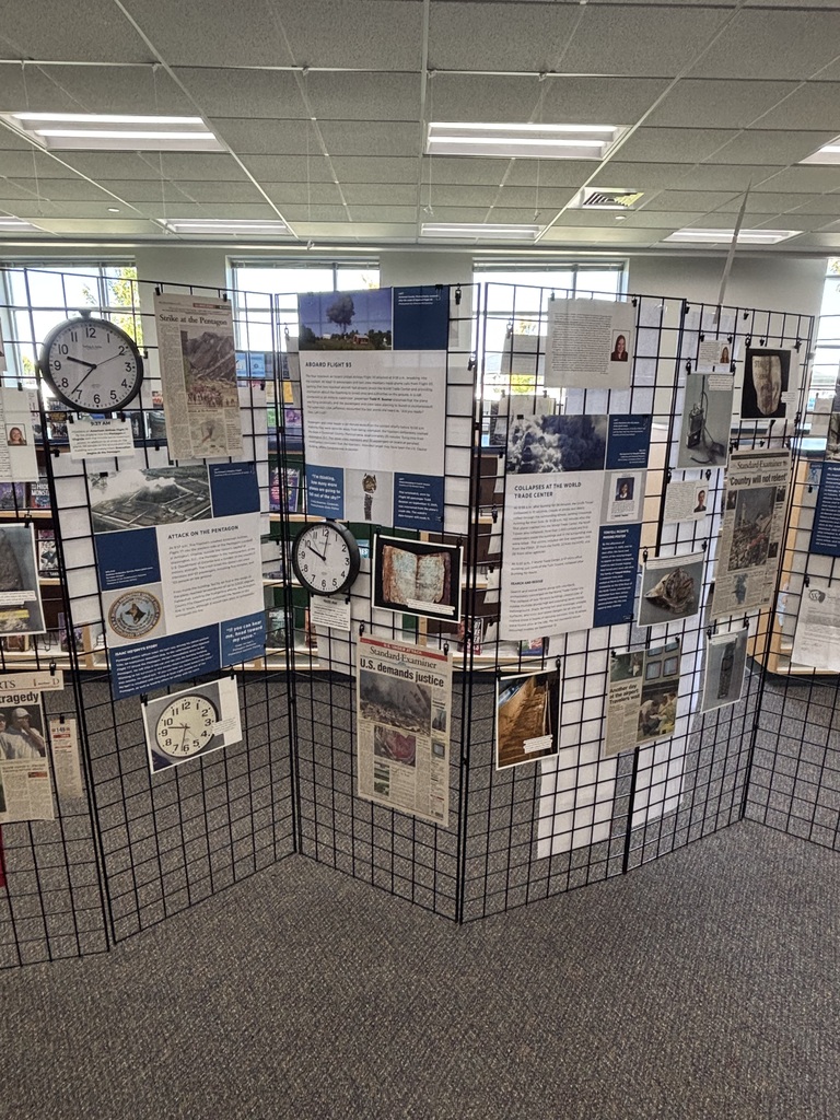 911 Display 1 With Flag, Clocks Pics and infographics from that days events 