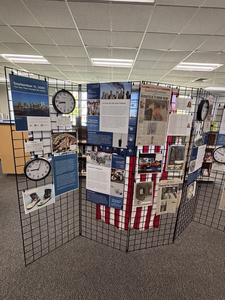 911 Display 1 With Flag, Clocks Pics and infographics from that days events 