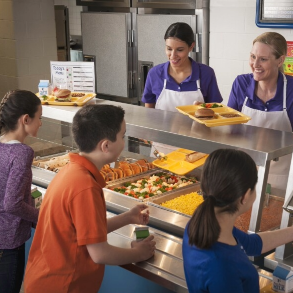 nutrition workers serving students
