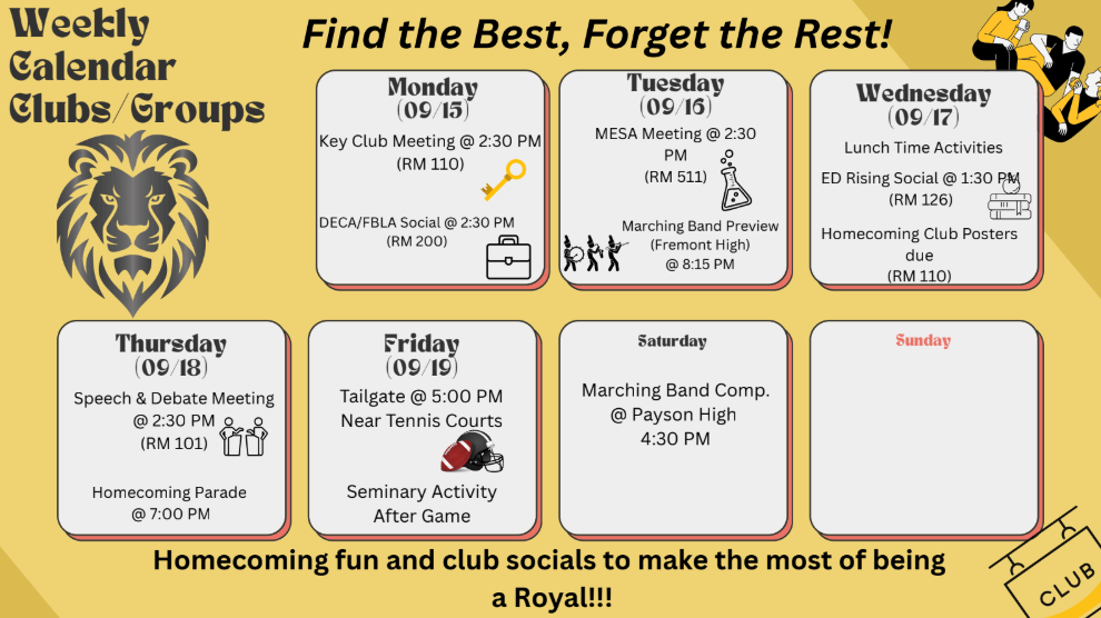 Club/Group Weekly Agenda