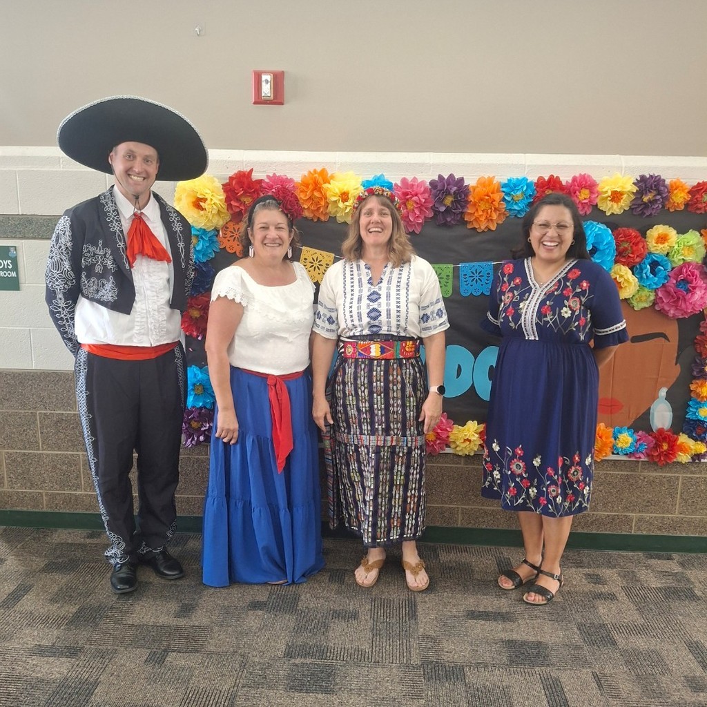 teachers dressed in Hispanic costumes