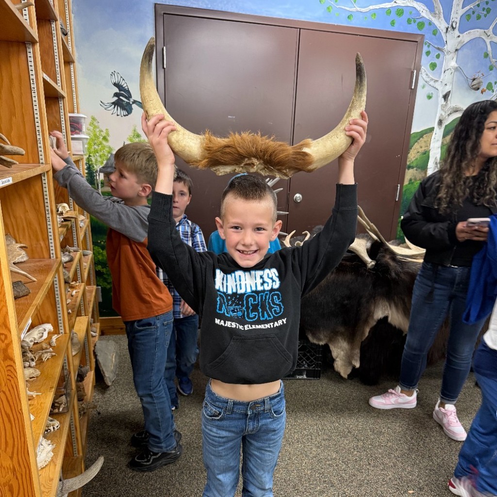 boy holding horns above his head