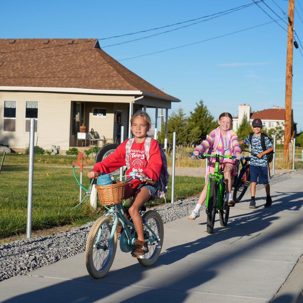 Students walking to school.