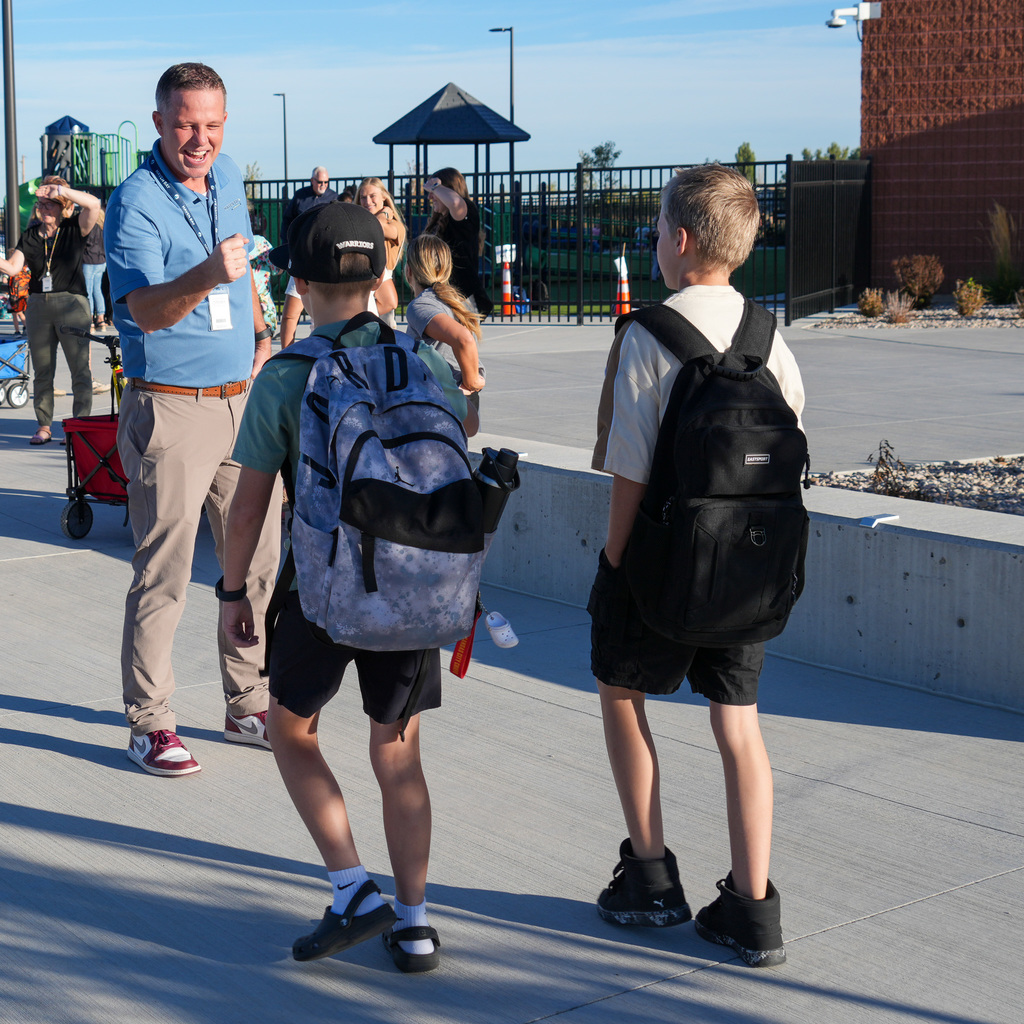 Students walking to school.