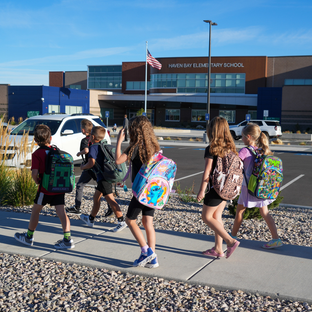 Students walking to school.