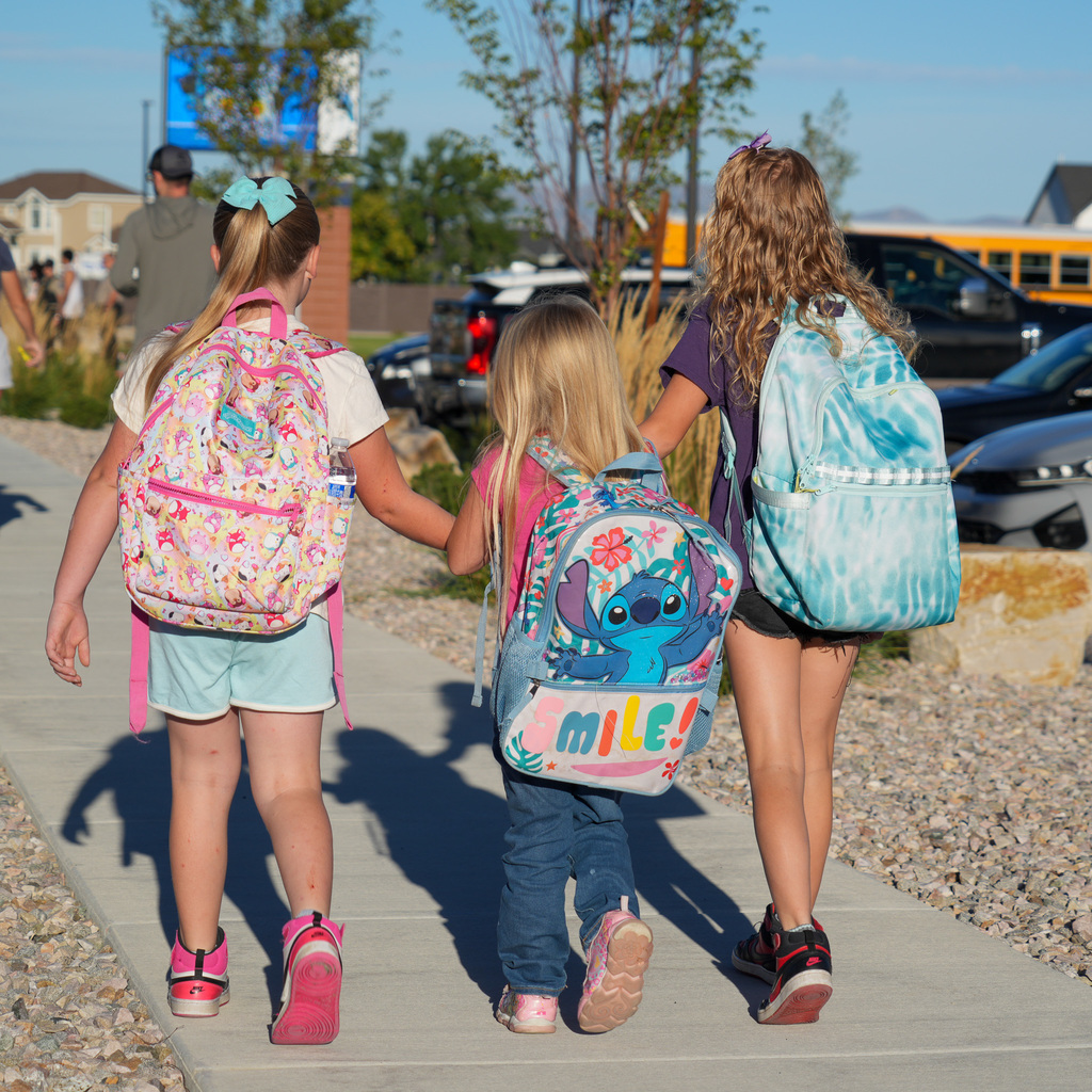 Students walking to school.