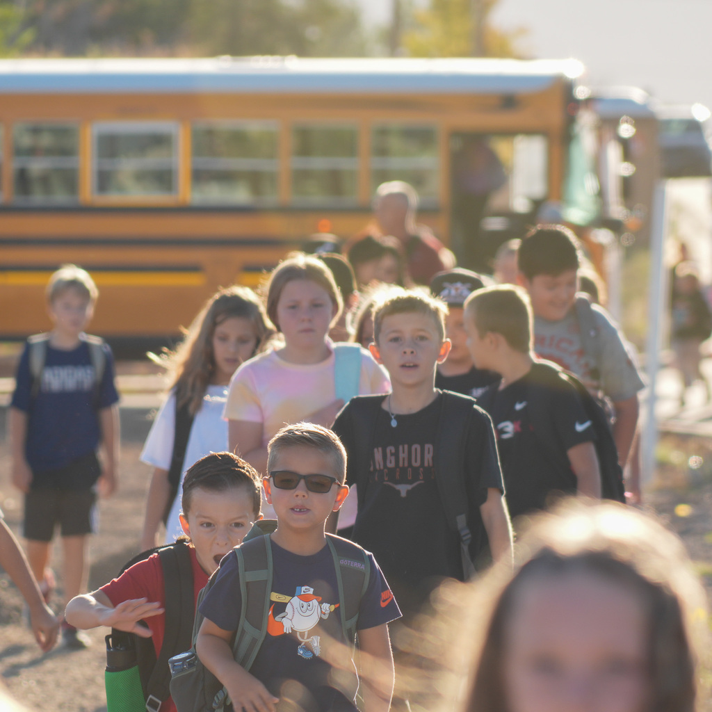 Students walking to school.